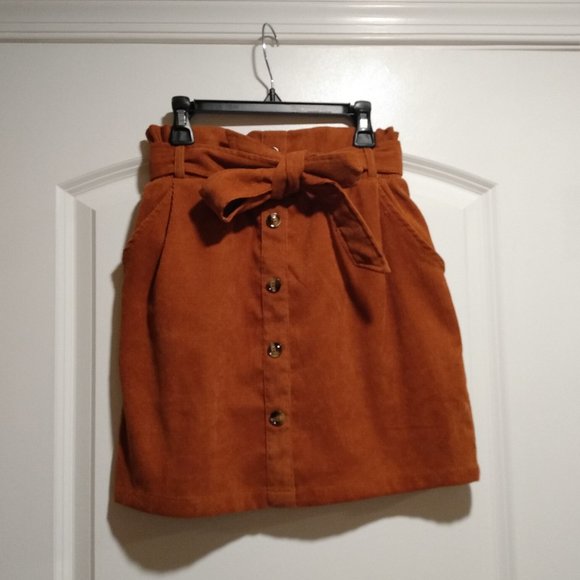 SHEIN Dresses & Skirts - Burnt Orange Skirt with Pockets and Belt